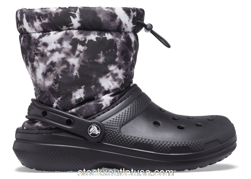Outlet Crocs Classic Lined Neo Puff Boot Tie Dye Black