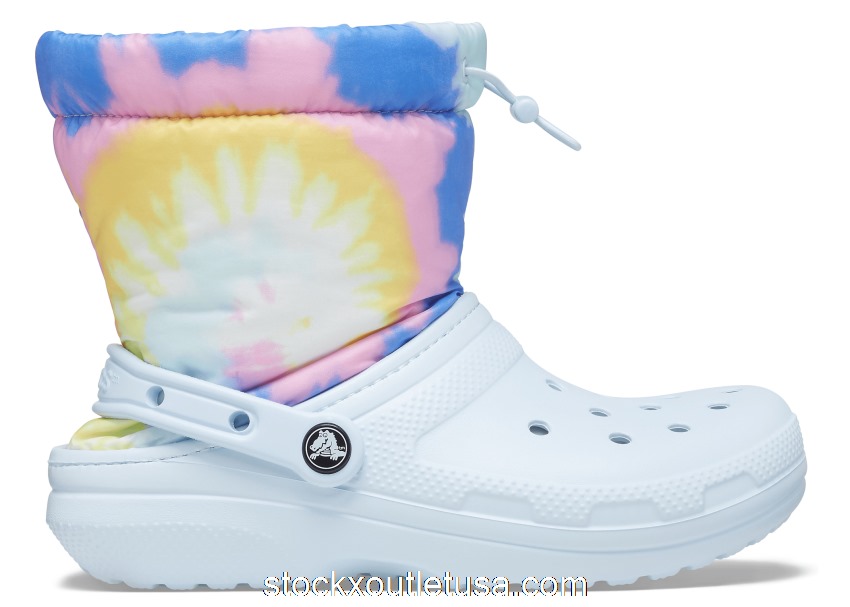 Outlet Crocs Classic Lined Neo Puff Boot Tie Dye Mineral Blue