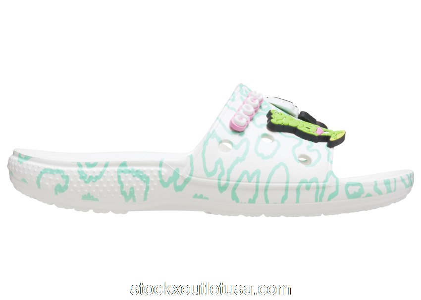 Outlet Crocs Classic Slide Ron English Party Animals Cheetah White (W)