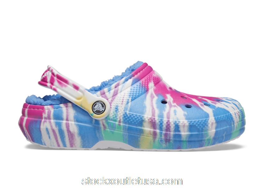 Outlet Crocs Classic Tie-Dye Lined Clog Powder Blue Multi