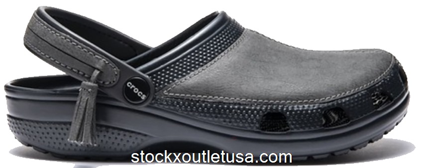Outlet Crocs Leather Clog Journal Standard Charcoal