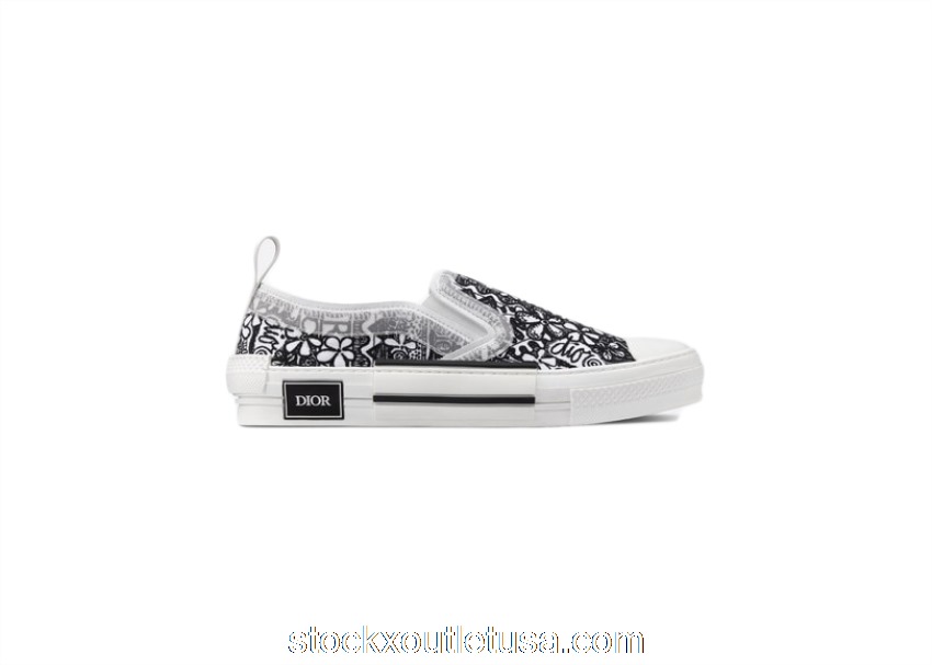 Outlet Dior And Shawn B23 Slip On Black White Embroidery 3SN262ZCO_H169
