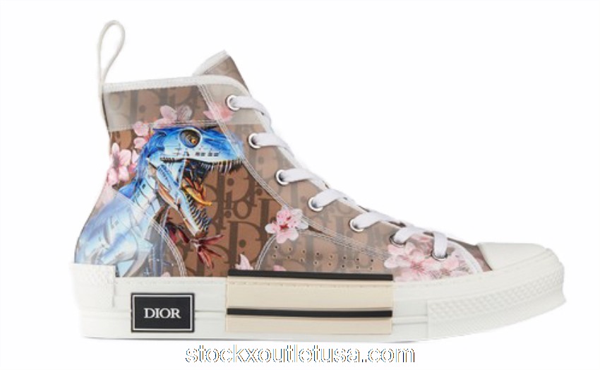 Outlet Dior B23 High Canvas Sorayama Dinosaur Brown 3SH118YNF_H061