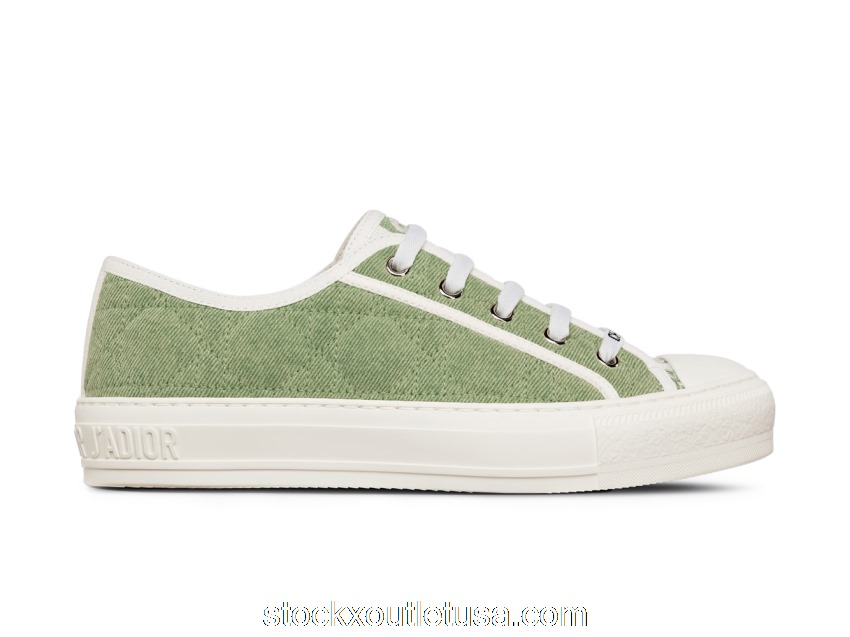 Outlet Dior Walk'N'Dior Low Top Green Faded Cannage Embroidered Denim (W) KCK281CQR_S59H