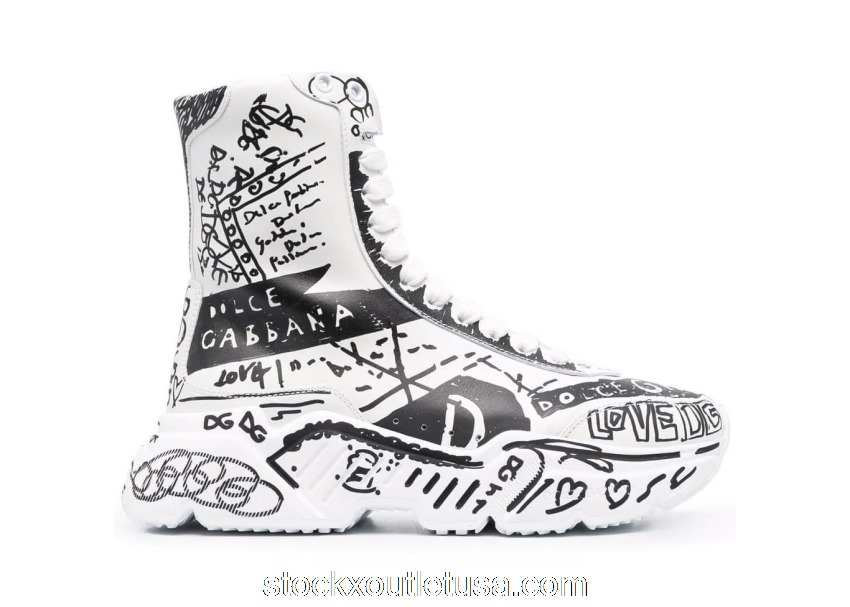 Outlet Dolce & Gabbana Daymaster Mid Top White Black Graffiti (W) CK1895AO773HWF57