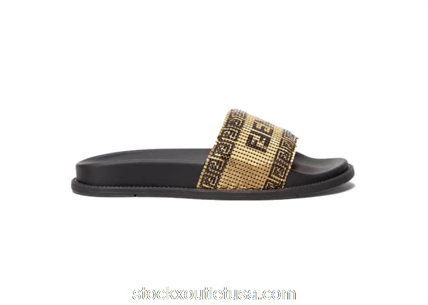 Outlet Fendi Fendace Logo Metal Mesh Sliders (W) 1006682-1A04646_2B130 / 8X8324AI21F0A1F