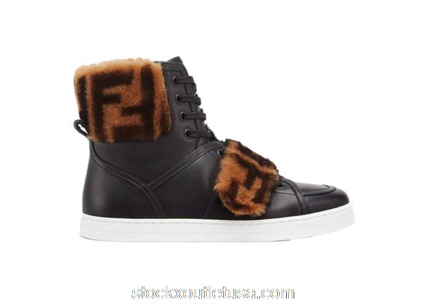 Outlet Fendi High Top Black Logo Fur (W) 8E8209AGE9F0PMM