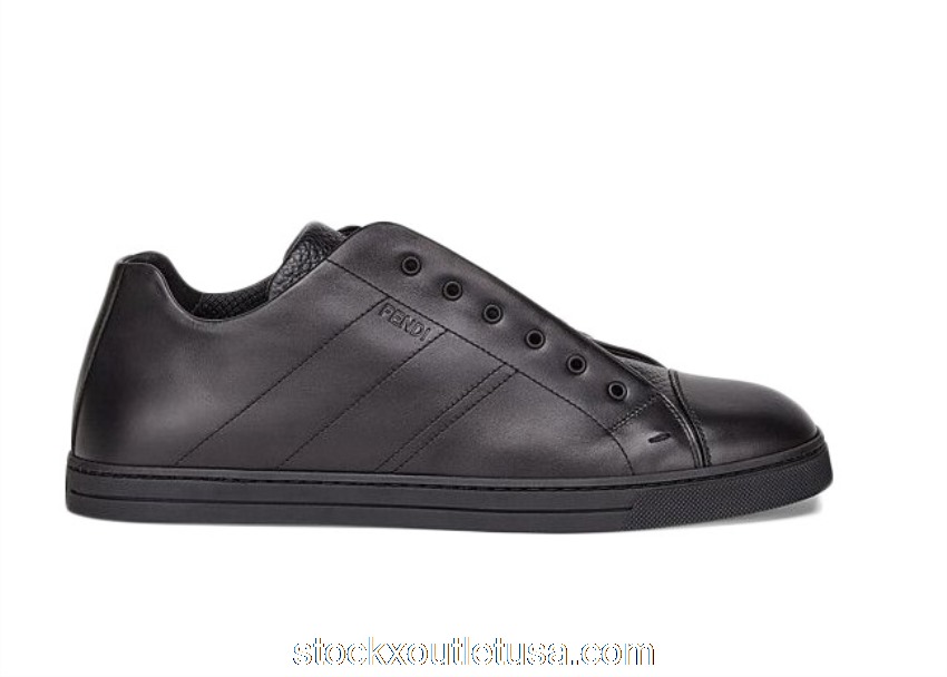 Outlet Fendi Leather Slip Ons Triple Black 7E1198ABO9F1AUD
