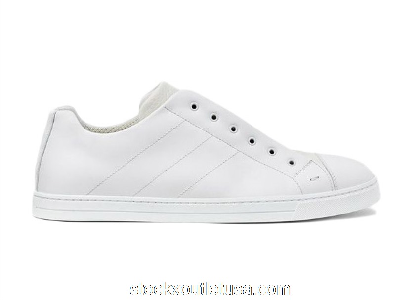 Outlet Fendi Leather Slip Ons White Brown 7E1198A5JPF150F
