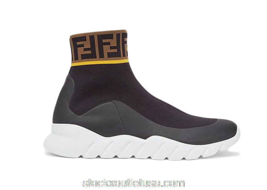 Outlet Fendi Tech Fabric High Top Black Brown 7E1196A3X0F14ZN