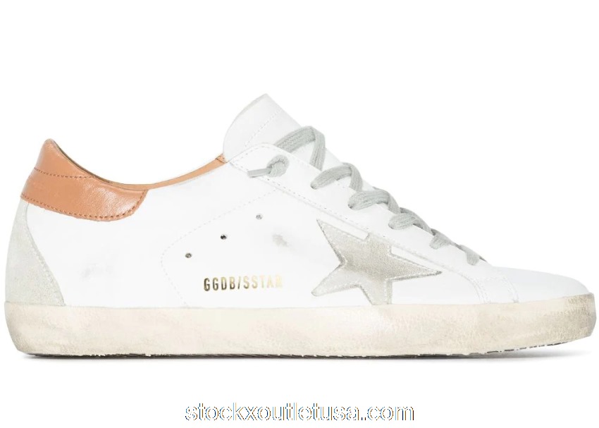Outlet Golden Goose Super-Star White Vacchetta Tan Grey Suede Patch (W) GWF00102F00218210803