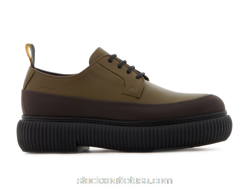 Outlet Lanvin Arpege Derbies Khaki Brown Black FM-FSLY01-RULE-P2248