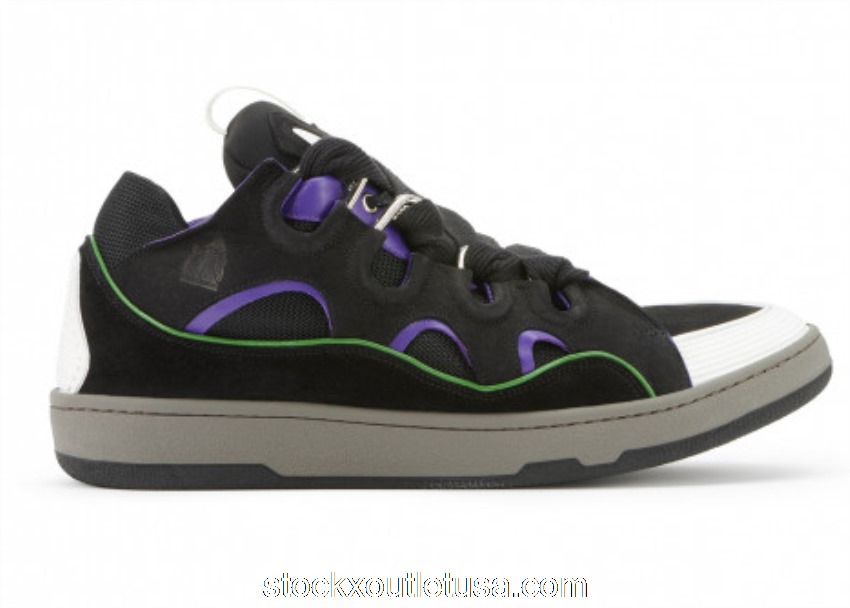 Outlet Lanvin Leather Curb Black Purple FM-SKRK11-DRA1-P21B145