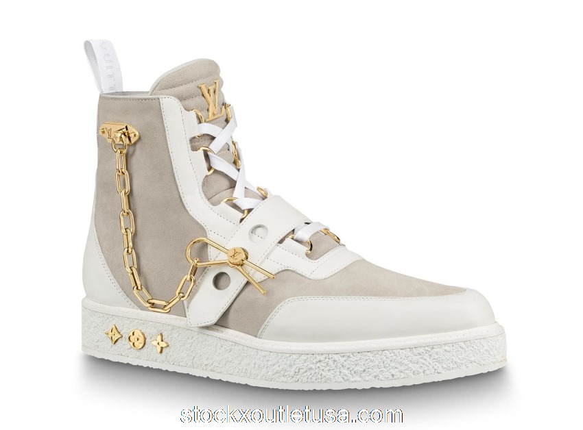Outlet Louis Vuitton Creeper Ankle Boot White Beige 1A54CP