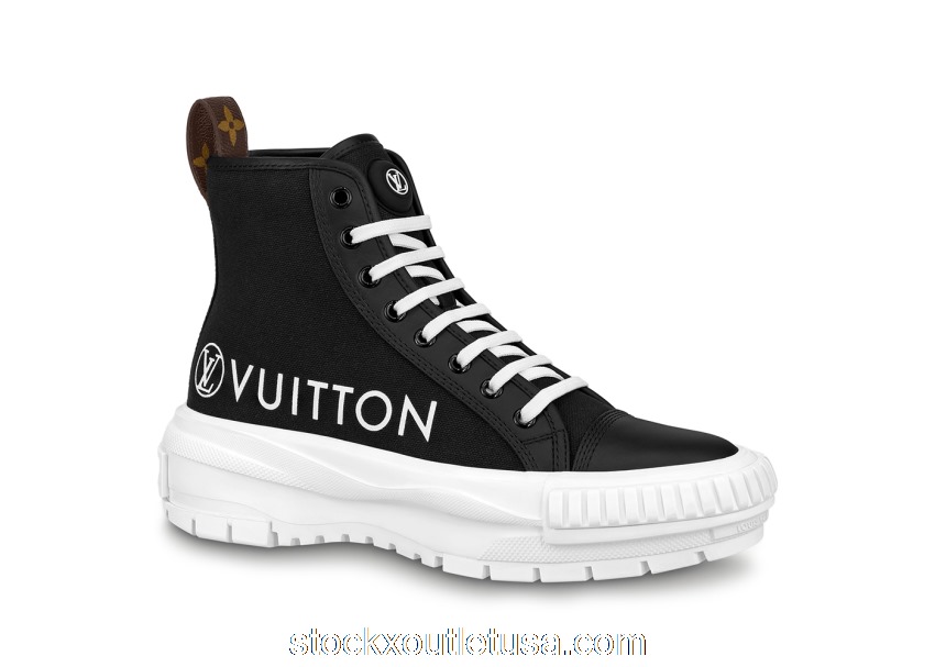 Outlet Louis Vuitton Squad Boot Vuitton Logo Canvas Black White (W) 1A96EW