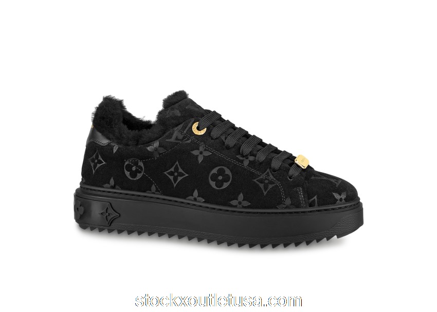 Outlet Louis Vuitton Time Out Monogram Embossed Leather Shearling Lining Black Black (W) 1A95KP