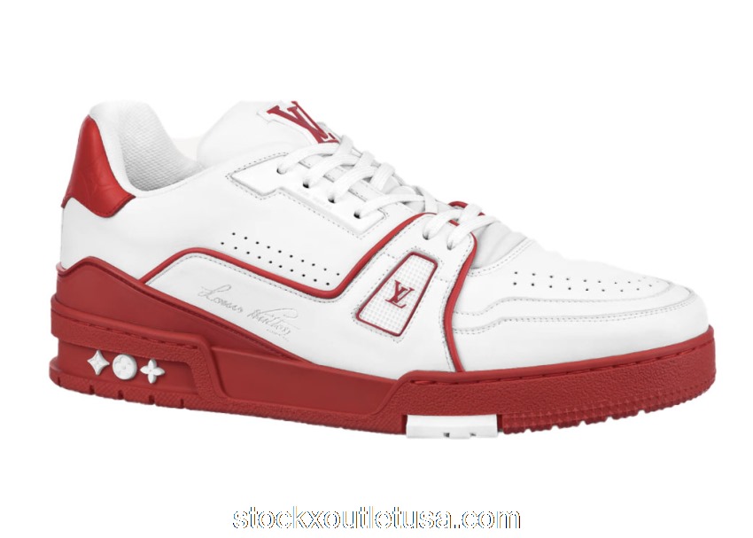 Outlet Louis Vuitton Trainer White Red Signature 1A8SKD