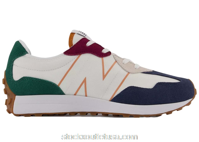 Outlet New Balance 327 Natural Indigo Green Maroon Gum (GS) GS327HH1