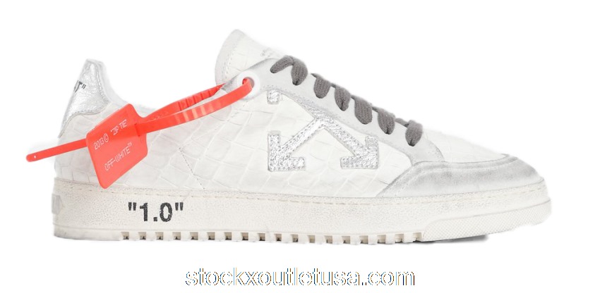 Outlet OFF-WHITE 2.0 Low Silver Crocodile FW19 OMIA042F19D680370191
