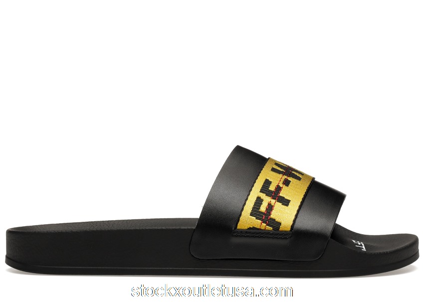 Outlet OFF-WHITE Industrial Belt Slides Black Yellow OMIA088F21FAB0031018