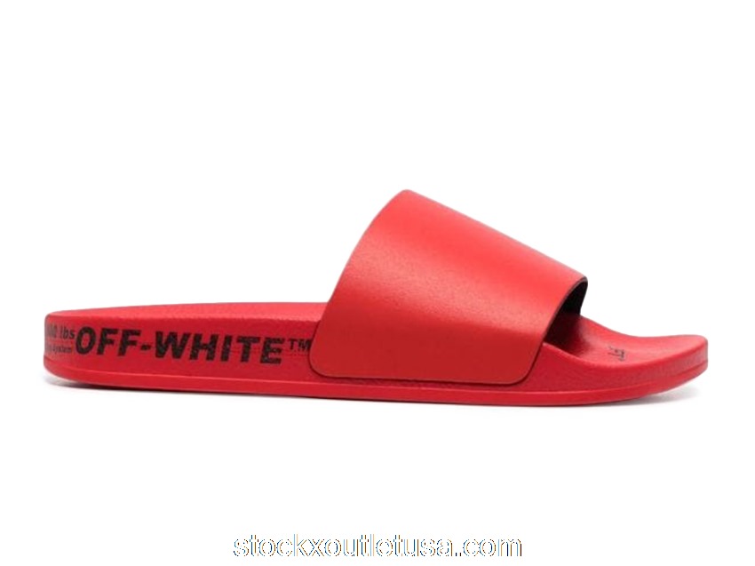Outlet OFF-WHITE Industrial Belt Slides Red Black OMIC001S22MAT0012510