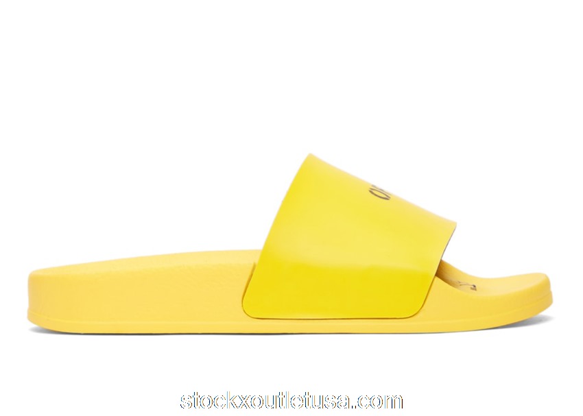 Outlet OFF-WHITE Logo Pool Slides Yellow (W)