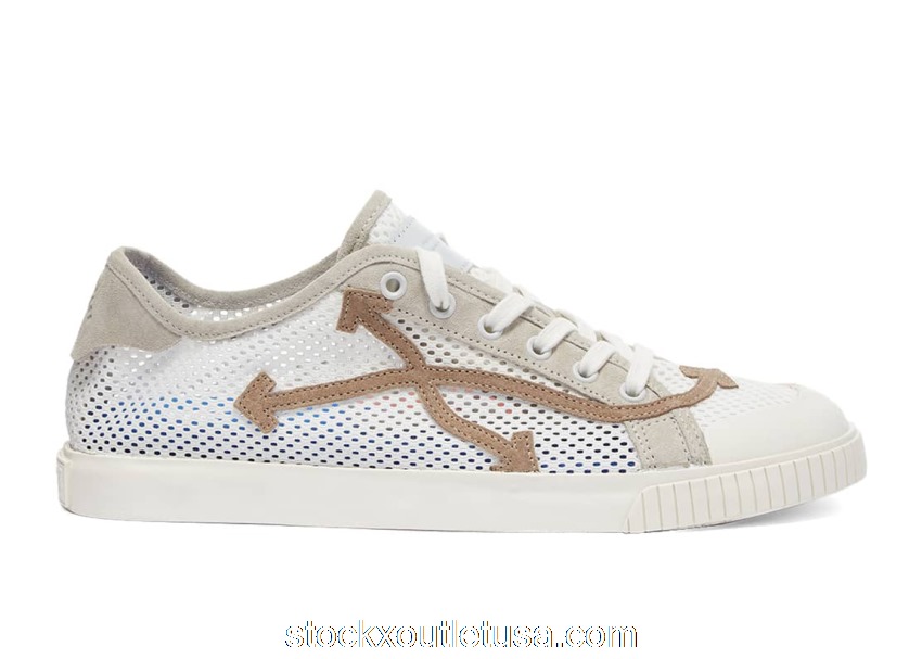 Outlet OFF-WHITE New Low Vulcanized Meshnet White Beige OMIA213S21MAT0010161