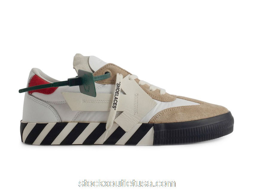 Outlet OFF-WHITE New Vulcanized Low White Beige OMIA232S22LEA0010161