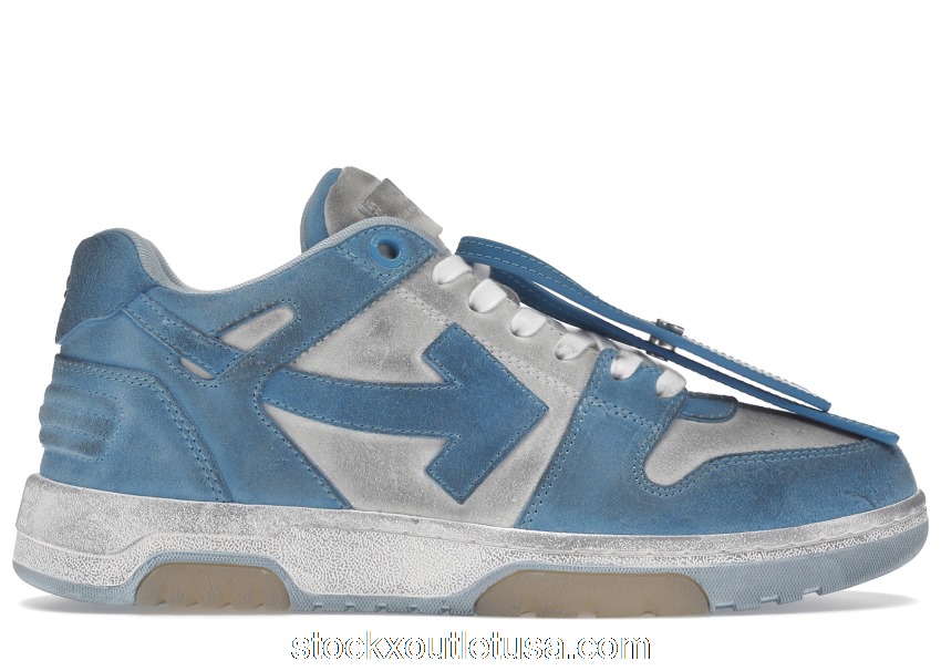 Outlet OFF-WHITE OOO Low Out Of Office Suede White Light Blue OMIA189S22LEA0080140