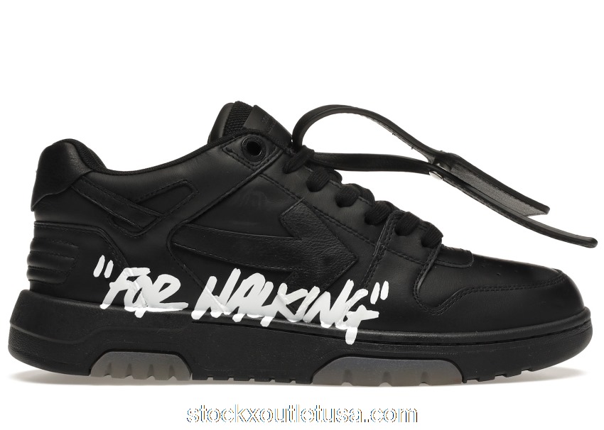 Outlet OFF-WHITE OOO Low Tops \"For Walking\" Black White OMIA189S21LEA0041001/OMIA189F21LEA0031001
