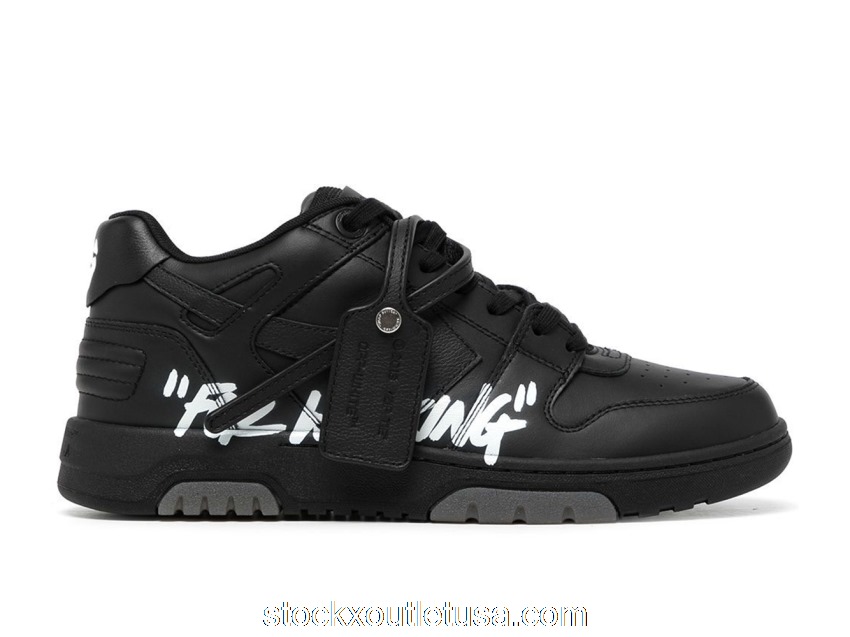 Outlet OFF-WHITE Out Of Office OOO \"For Walking\" Low Tops Black White (SS22) OMIA189C99LEA0021001