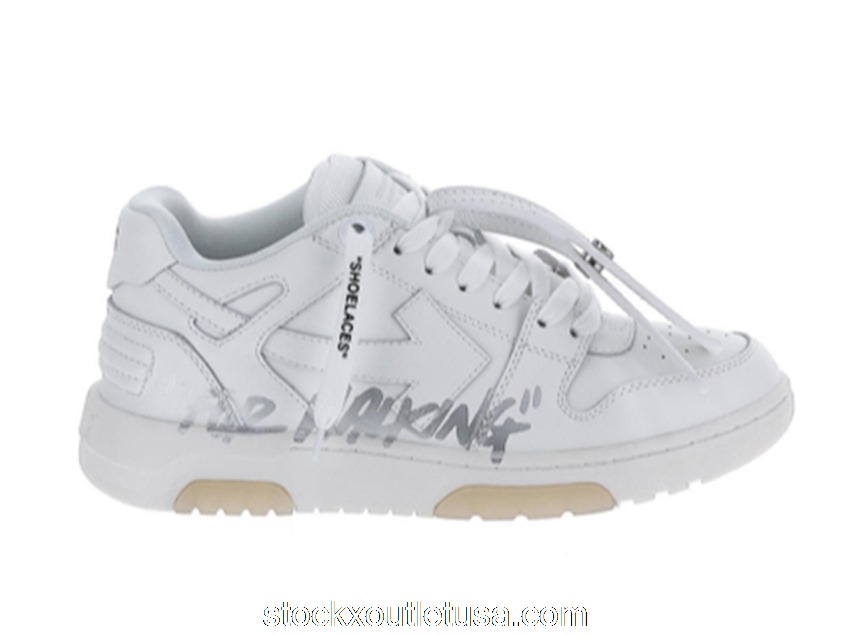 Outlet OFF-WHITE Out Of Office OOO \"For Walking\" Low Tops Distressed White White (W) OWIA259S22LEA0050172