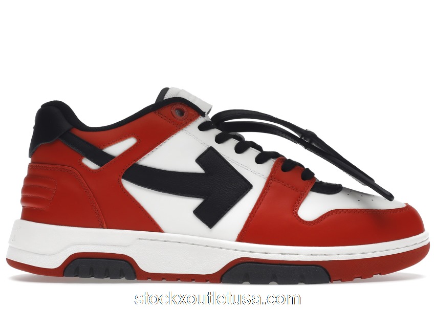 Outlet OFF-WHITE Out Of Office OOO Low Tops Black White Red OMIA189S22LEA0012510