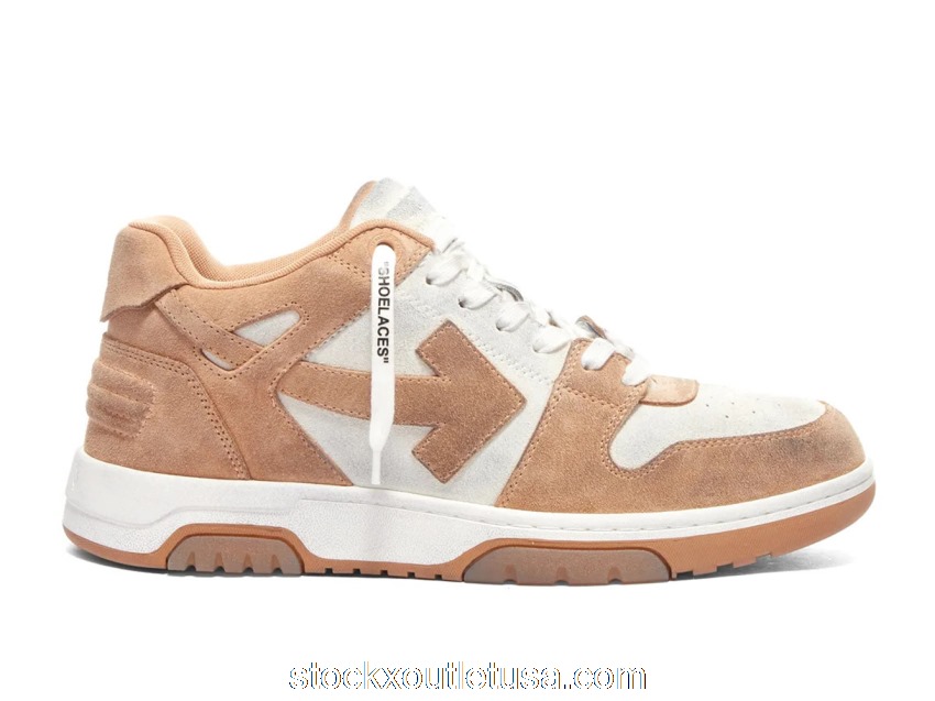 Outlet OFF-WHITE Out Of Office \"OOO\" Low Tops Distressed Brown White OMIA189S22LEA0080174