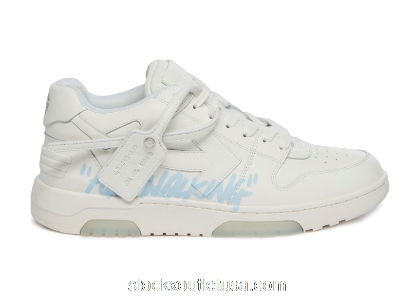 Outlet OFF-WHITE Out Of Office \"OOO\" Low Tops For Walking White Light Blue 2021 OMIA189F21LEA0030140