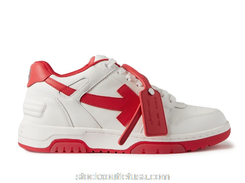 Outlet OFF-WHITE Out Of Office \"OOO\" Low Tops White Red SS22 OMIA189S22LEA0010125