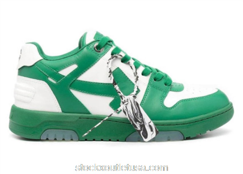 Outlet OFF-WHITE Out of Office Low Top Green Dirty White OMIA189R21LEA0010455