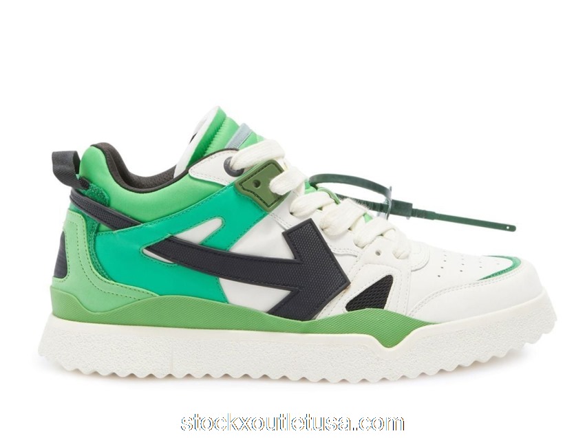 Outlet OFF-WHITE Sponge Mid Top White Green OMIA234S22LEA0015510