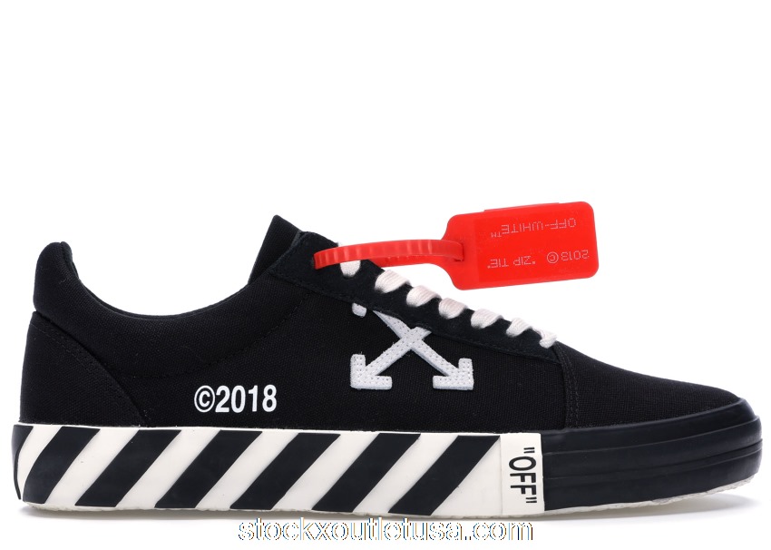 Outlet OFF-WHITE Vulc Low Black (Updated Stripes) OMIA085R198000161000