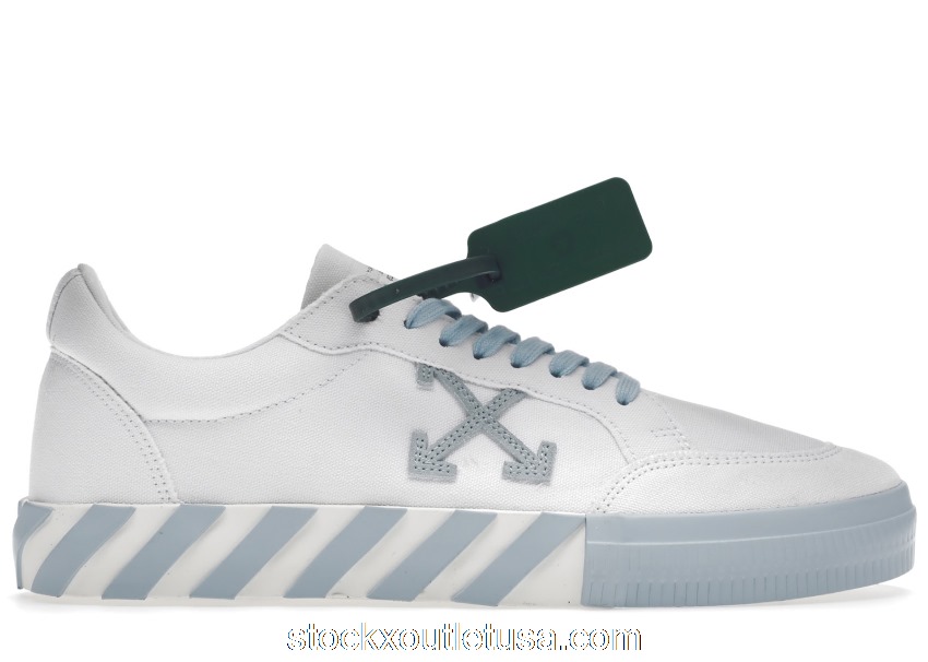 Outlet OFF-WHITE Vulc Low Cotton White Light Blue OMIA085S22FAB0010140