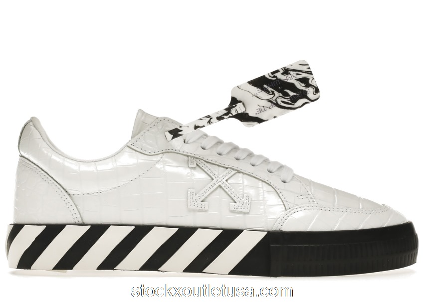 Outlet OFF-WHITE Vulc Low Croco Leather White Black OMIA085F21LEA0090101