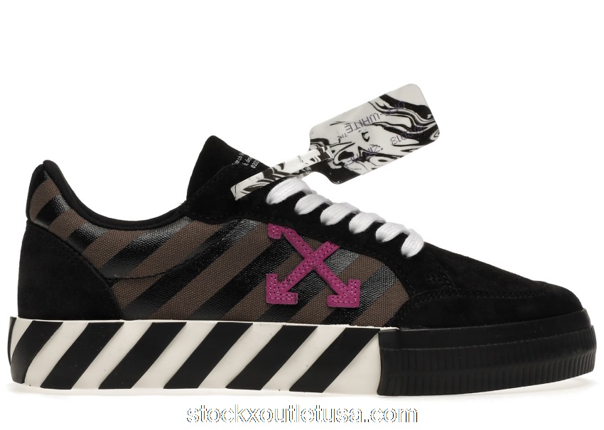 Outlet OFF-WHITE Vulc Low Diag Print Black Fuchsia OMIA085F21LEA0041037