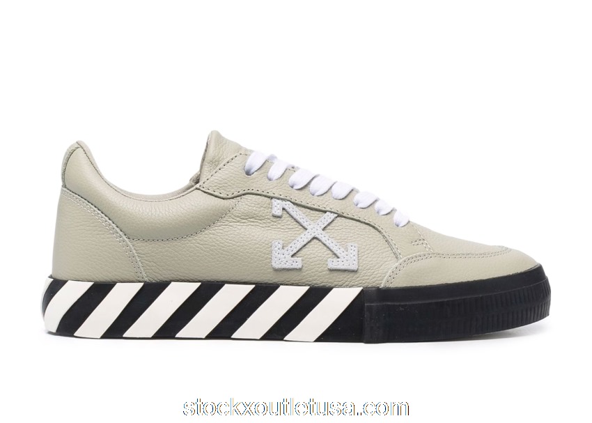 Outlet OFF-WHITE Vulc Low Leather Khaki Green OMIA085F21LEA0066340