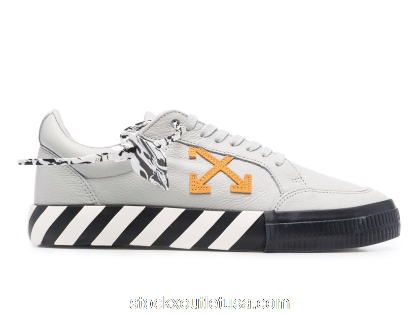 Outlet OFF-WHITE Vulc Low Leather Light Grey Yellow OMIA085F21LEA0060920