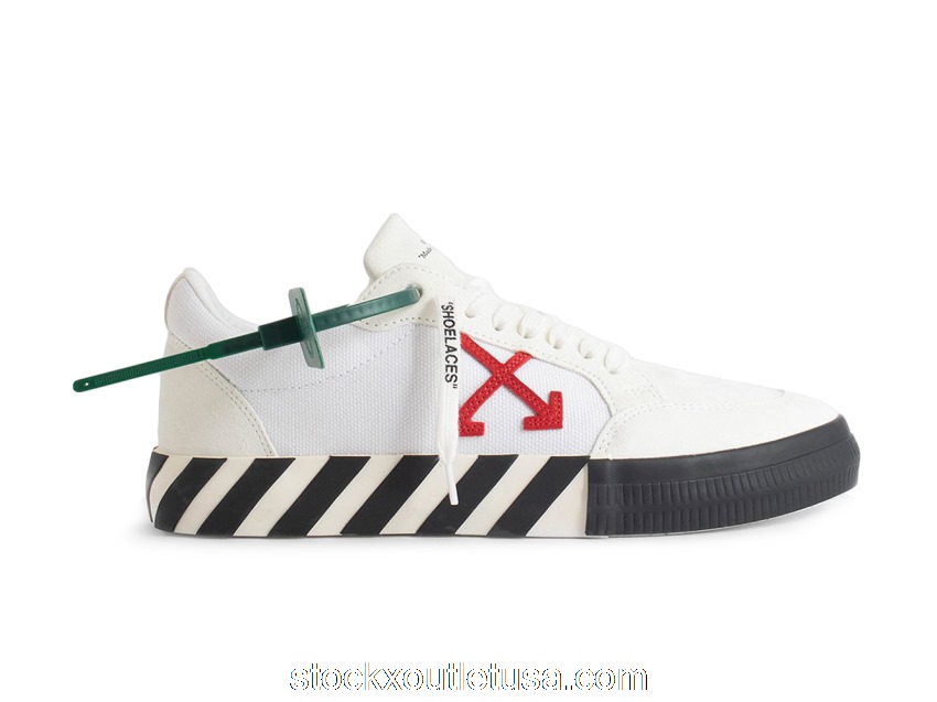 Outlet OFF-WHITE Vulc Low White Red Black SS22 OMIA085S22LEA0010125