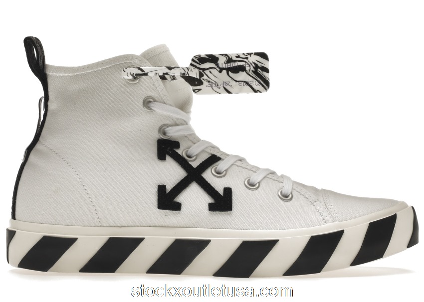 Outlet OFF-WHITE Vulcanised Mid Top White Black OMIA119F21FAB0010110