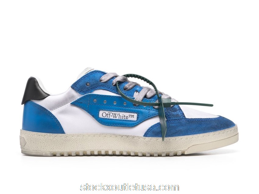 Outlet OFF-WHITE Vulcanized 5.0 Low Top Cloud White Royal Blue OMIA227S22FAB0020145