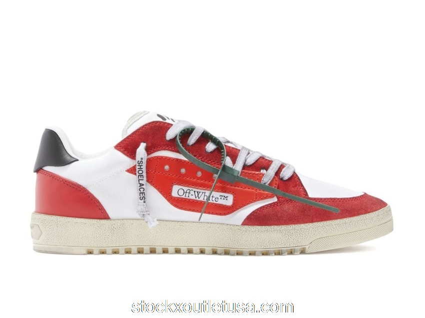 Outlet OFF-WHITE Vulcanized 5.0 Low Top Distressed White Red Black OMIA227S22FAB0020125