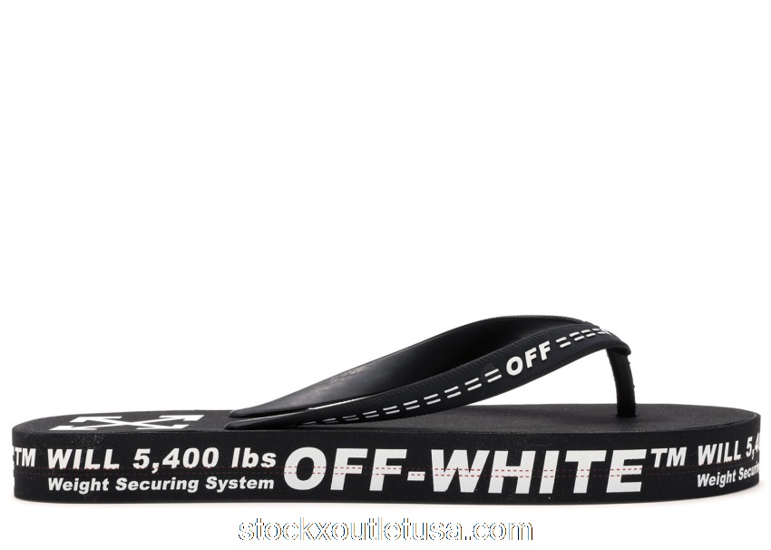 Outlet Off-White Logo Typographic Flip Flop Black SS20 OMIA131R20D270011000