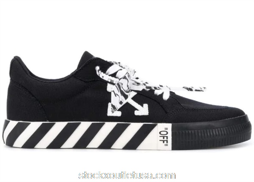 Outlet Off-White Vulc Low Black White Striped Marble Tag OMIA085R21FAB0031001